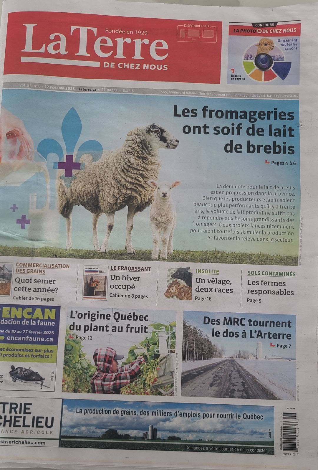 Une de journal sur la demande en lait de brebis